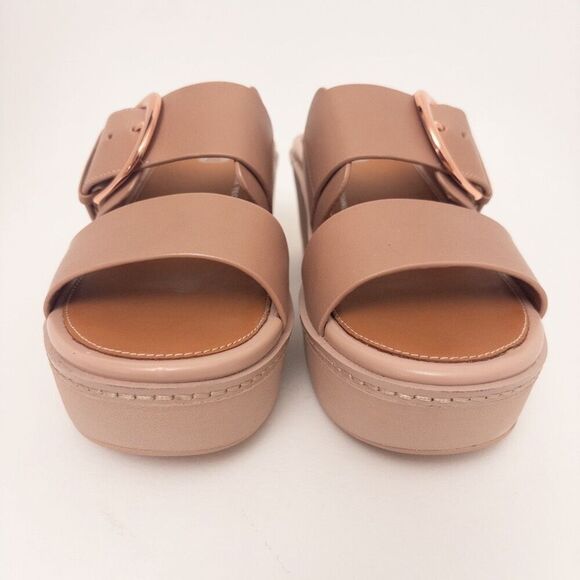 FITFLOP Pilar Leather Platform Slides Beige Size 6 - Picture 4 of 10